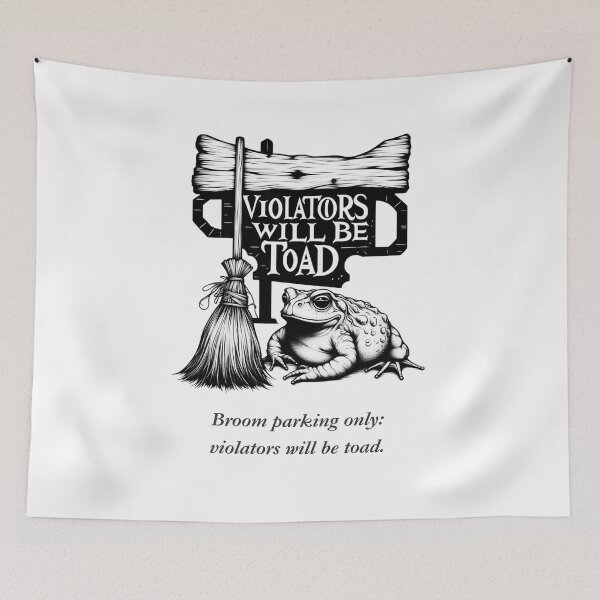 Item preview, Funny Witch Broom Parking T-Shirt, Violators Will Be Toad, Sassy Humor Tee designed and sold by BlkMoonShop.