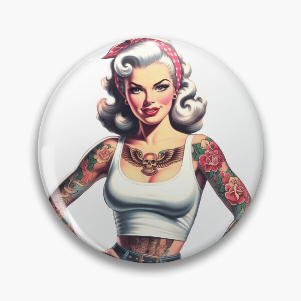 Item preview, Vintage Hot Tattoo Pin-up designed and sold by PulpVintage.