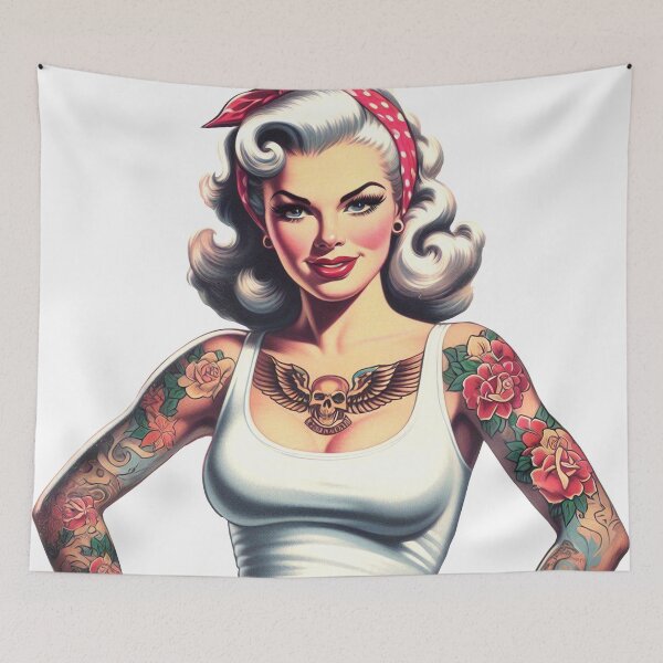 Item preview, Vintage Hot Tattoo Pin-up designed and sold by PulpVintage.