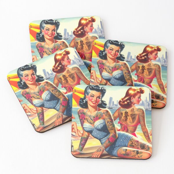 Item preview, Retro Tattoo Summer Girls designed and sold by PulpVintage.