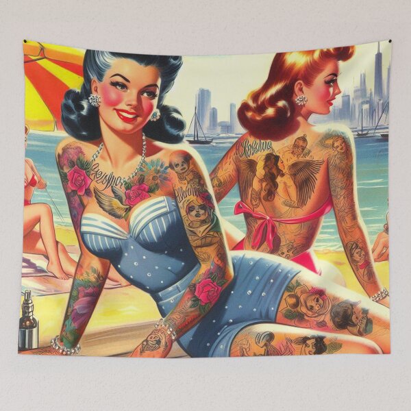 Item preview, Retro Tattoo Summer Girls designed and sold by PulpVintage.