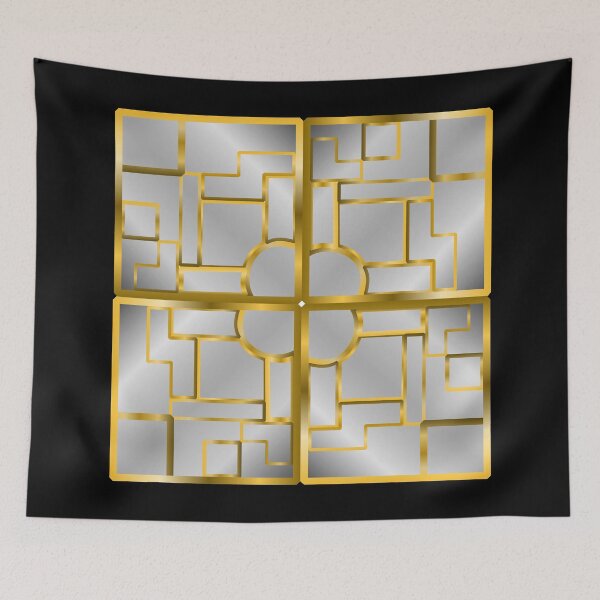 Item preview, Golden Silver Geometric Mosaic COMPLETE: Luxurious Modern Art Collection Dash Stickers T-Shirts Iphone Cases designed and sold by MechanicalART.