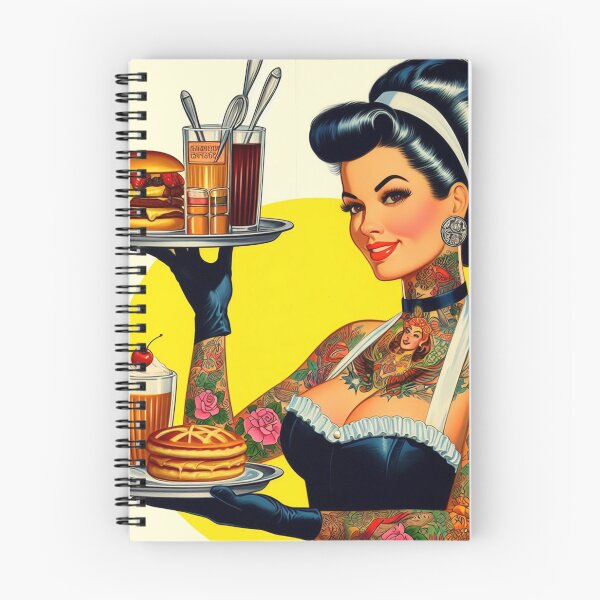 Item preview, Retro Tattooed Waitress Pin-up designed and sold by PulpVintage.