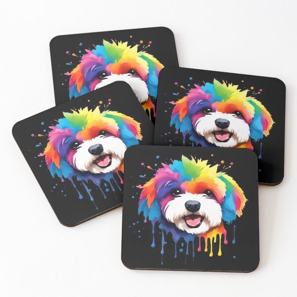 Item preview, Vibrant Rainbow Bichon Frise Portrait Design For Dog Lovers designed and sold by kakarikihill.