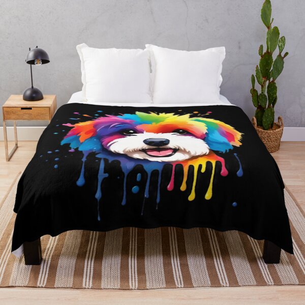 Item preview, Vibrant Rainbow Bichon Frise Portrait Design For Dog Lovers designed and sold by kakarikihill.