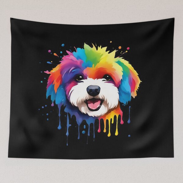 Item preview, Vibrant Rainbow Bichon Frise Portrait Design For Dog Lovers designed and sold by kakarikihill.