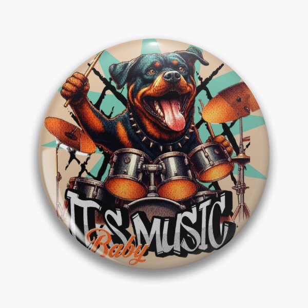 Item preview, Rottweiler drummer dog. It's music baby designed and sold by Sublime Infinito.