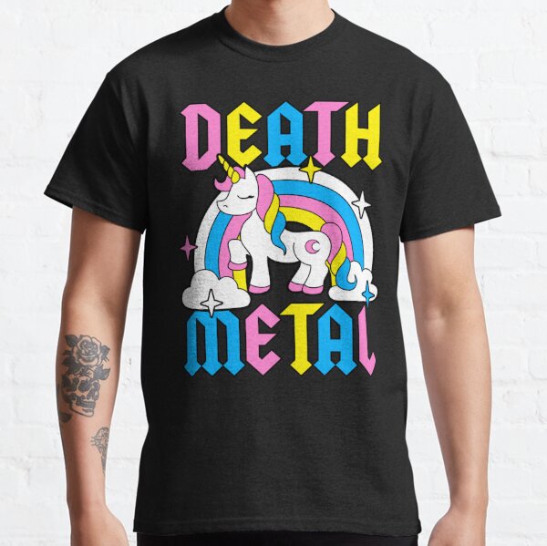 Death Metal Unicorn Rainbow Funny Camiseta clásica