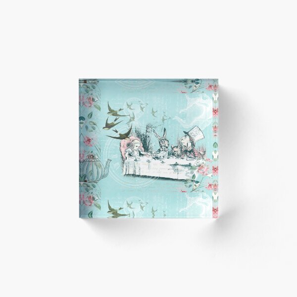 Aperçu de l'œuvre Alice au Pays des Merveilles Mad Tea Party Aqua Rose Floral créée et vendue par 13Moons.