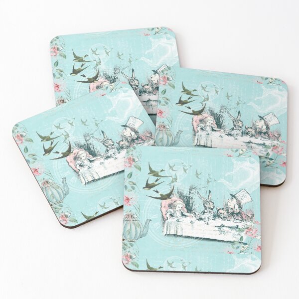 Item preview, Alice in Wonderland Mad Tea Party Aqua Pink Floral designed and sold by 13Moons.