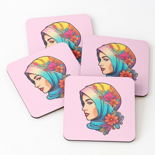 Artikelvorschau, wunderschöne Frau in einem geblümten Hijab entworfen und verkauft von Cosmicreations1.