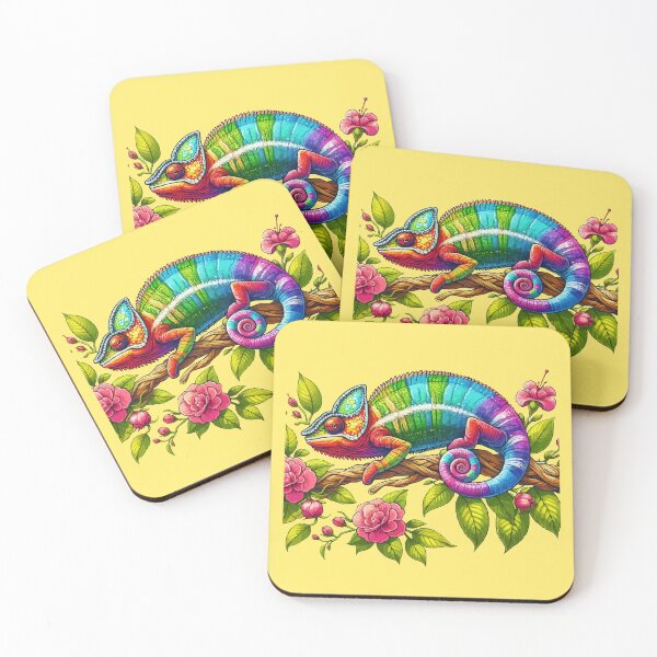 Item preview, Watercolor Chameleon Lizard Flowers Colorful Chameleon Lover -  designed and sold by PurpleLoveStore.