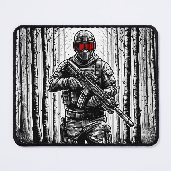 Item preview, Airsofter in the birch trees designed and sold by NoMercyAirsoft.