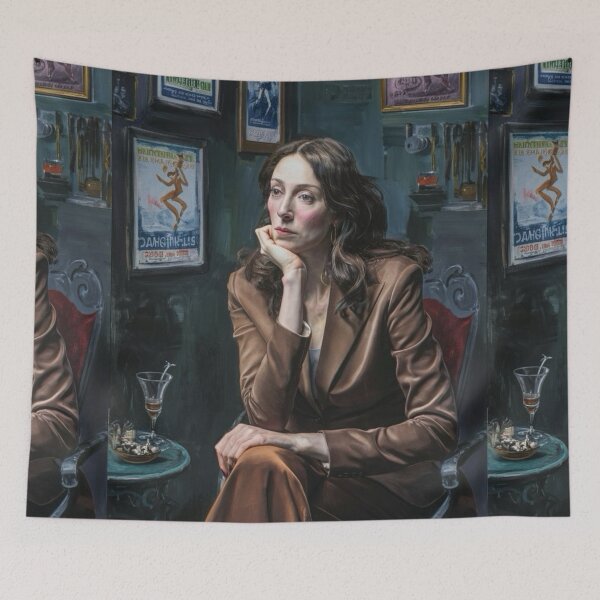 Item preview, Famous Paintings of Women | Moody Cinematic French Portrait in Paris Café- Oil Painting…Art By Carraann designed and sold by CARRAANN.