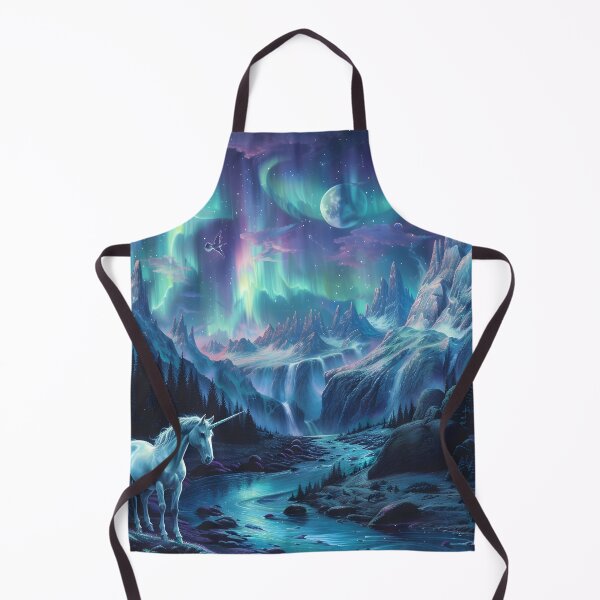 Item preview, Dreamscape fantasy unicorn under the Northern Lights print designed and sold by dcrc.