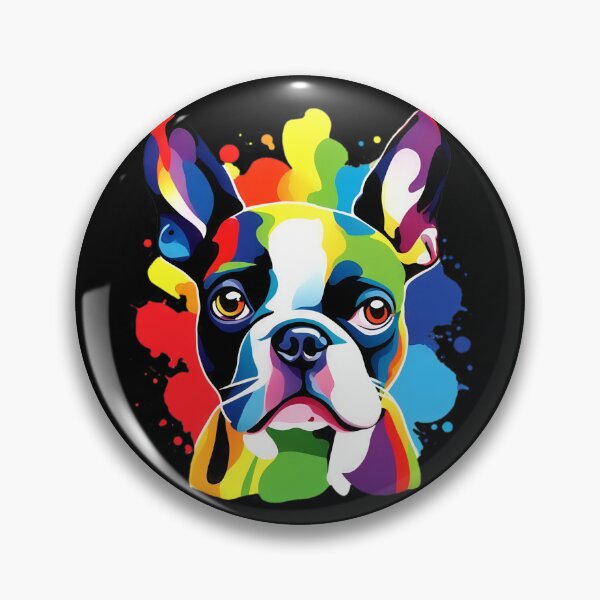 Artikelvorschau, Lebendiges Regenbogen-Boston-Terrier-Porträt-Design für Hundeliebhaber entworfen und verkauft von kakarikihill.