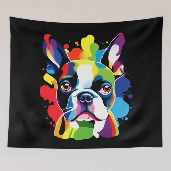 Item preview, Vibrant Rainbow Boston Terrier Portrait Design For Dog Lovers designed and sold by kakarikihill.