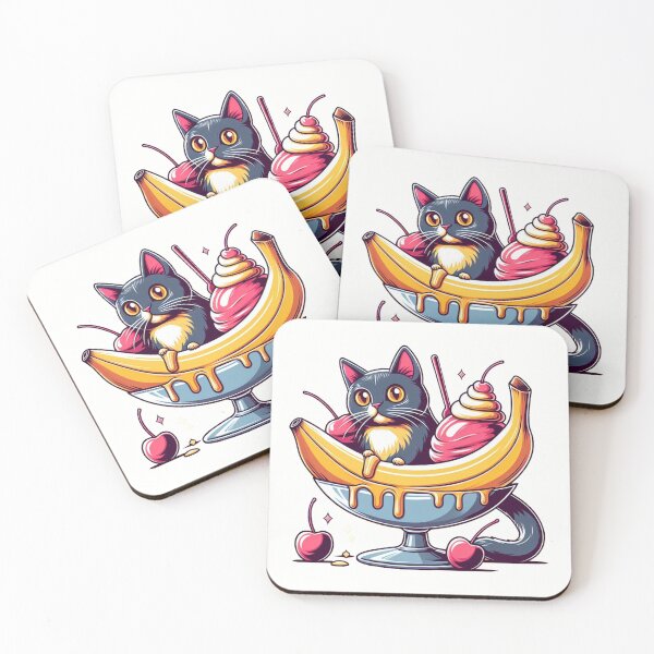 Item preview, Whimsical Cat in Banana Split Delight designed and sold by Designowner.