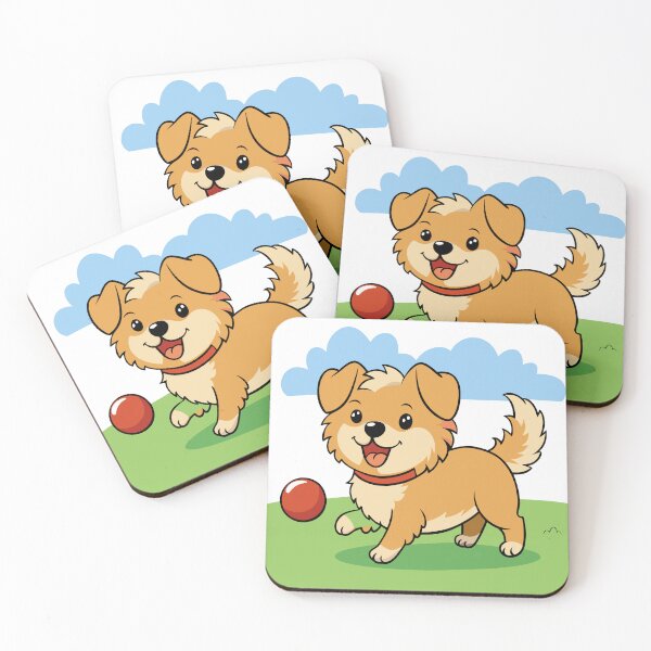Item preview, Puppy Playing Fetch in a Flowery Meadow designed and sold by omerfdln34.