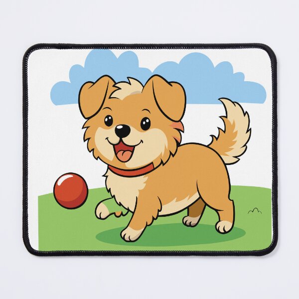 Item preview, Puppy Playing Fetch in a Flowery Meadow designed and sold by omerfdln34.