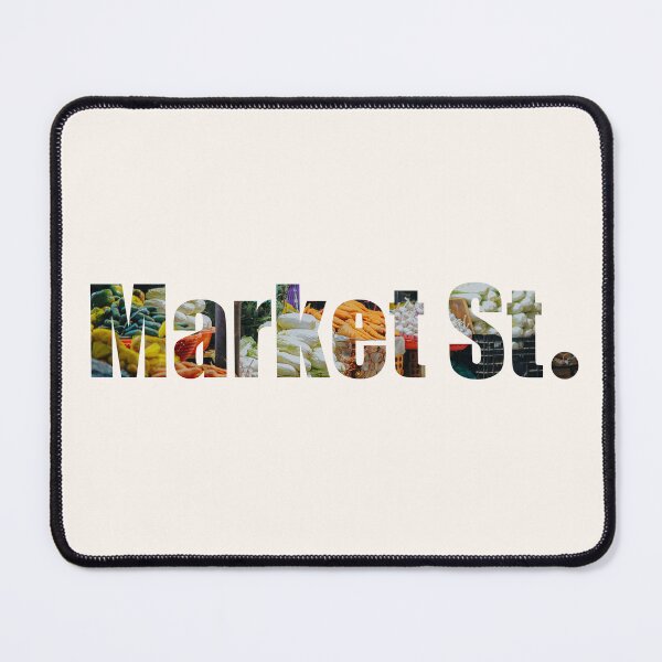 Item preview, Market Street Street Name with vegetable and fruit market background designed and sold by TheMugDirectory.