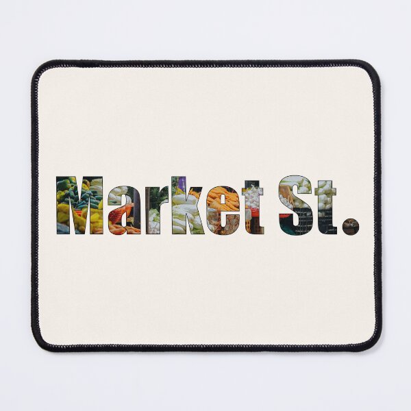 Item preview, Market Street Street Name with outline vegetable and fruit market background designed and sold by TheMugDirectory.