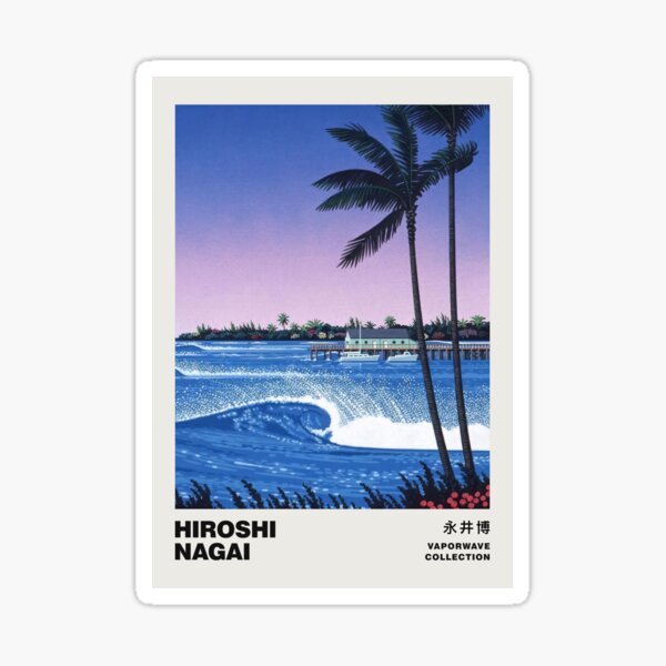 Aperçu de l'œuvre Hiroshi Nagai city pop exposition plage côtière vibes ville vaporwave tokyo années 80 90 pop art japonais art d'été créée et vendue par Nicodemuss.