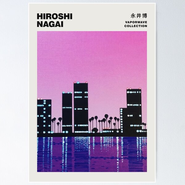 Item preview, Hiroshi Nagai city pop Purple exhibition coastal vibes city vaporwave tokyo 80s 90s japanese pop art manga art designed and sold by Nicodemuss.