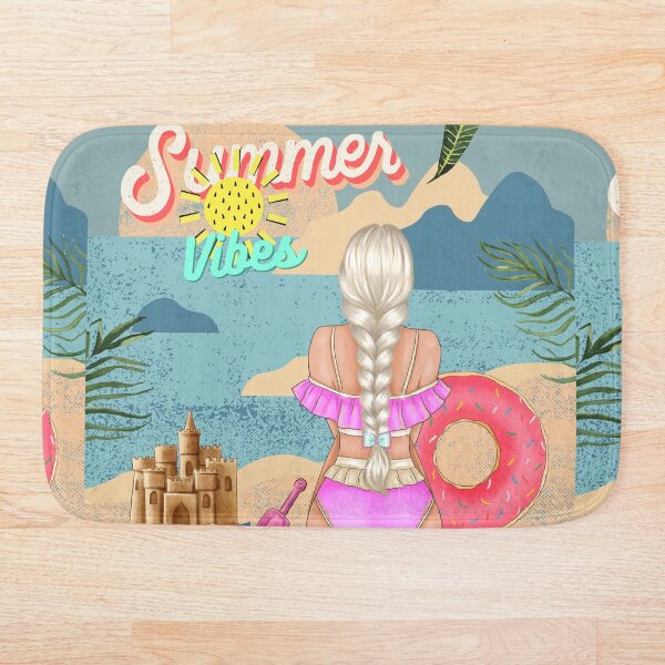 Item preview, Vibraciones de verano | Chica toma el sol en la playa de vacaciones tropicales designed and sold by Florele.