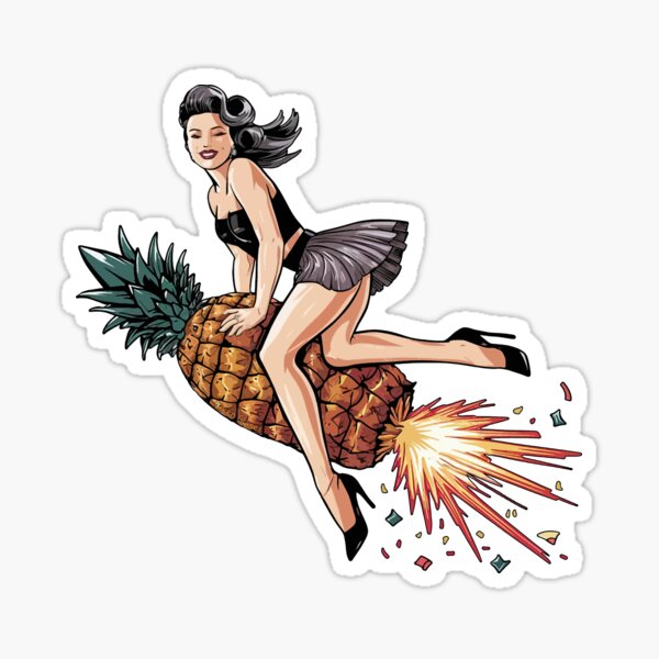 Pinup Swinger Pineapple Rocket Girl Sticker