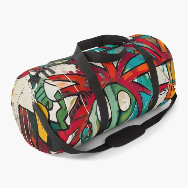 Item preview, Dynamic Coffee Encounter - Vibrant Abstract Figures Sharing a Moment in Bold Hues designed and sold by OlfactoART Studio.