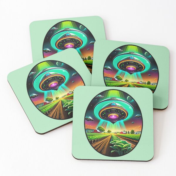 Item preview, Green UFO Above A Farm designed and sold by TheArtOfPat.