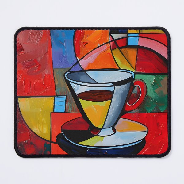 Item preview, Chromatic Elixir - Bold and Dynamic Coffee Cup Abstraction in Vivid Hues designed and sold by OlfactoART Studio.