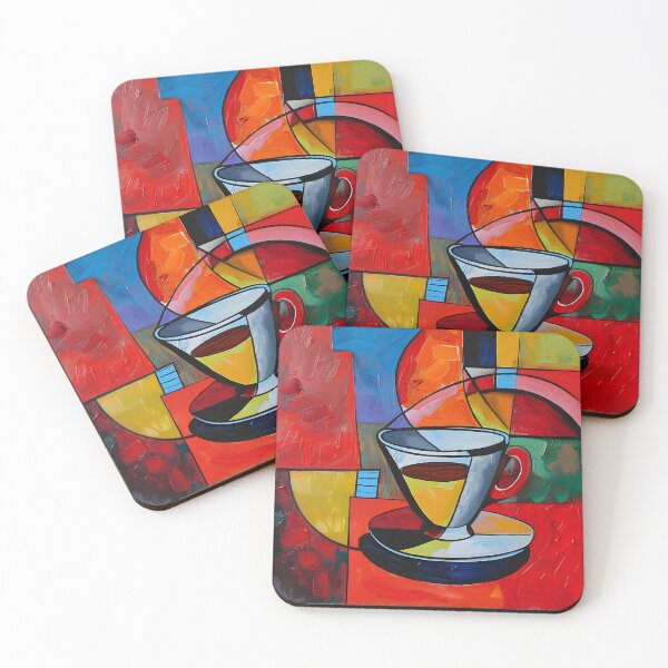 Item preview, Chromatic Elixir - Bold and Dynamic Coffee Cup Abstraction in Vivid Hues designed and sold by OlfactoART Studio.
