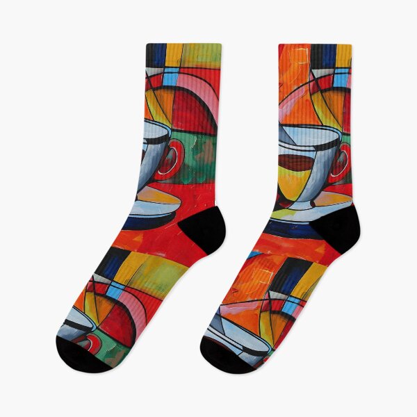 Item preview, Chromatic Elixir - Bold and Dynamic Coffee Cup Abstraction in Vivid Hues designed and sold by OlfactoART Studio.
