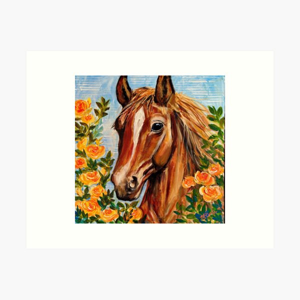 Item preview, Horse surround by flowers designed and sold by Mary Clare McCartin.