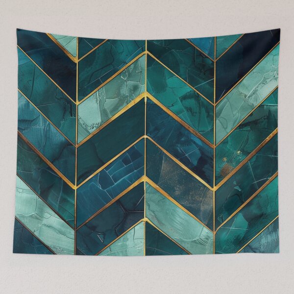 Item preview, A Shade of Teal and Gold Stripes designed and sold by Dezainz.