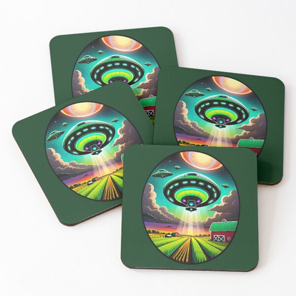 Item preview, Green UFO Above A Farm designed and sold by TheArtOfPat.