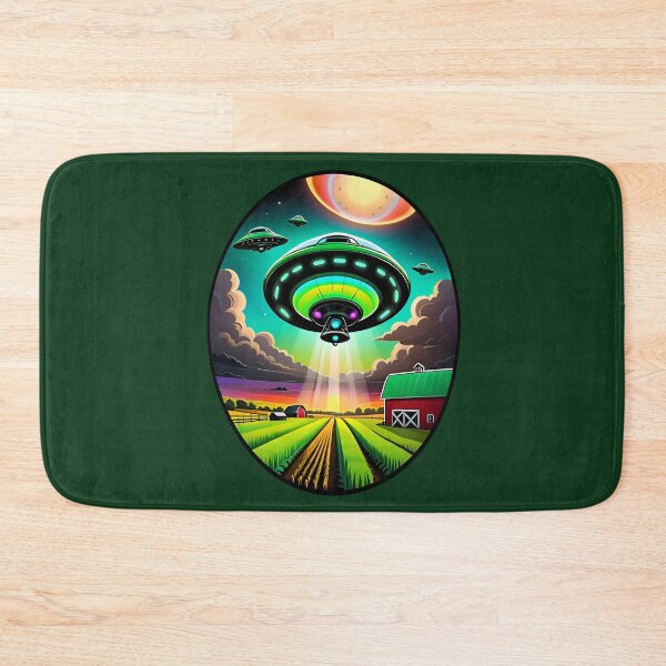 Item preview, Green UFO Above A Farm designed and sold by TheArtOfPat.