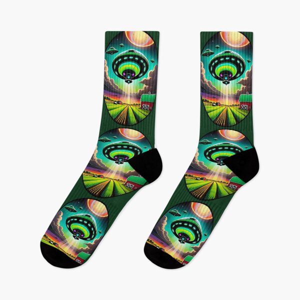 Item preview, Green UFO Above A Farm designed and sold by TheArtOfPat.
