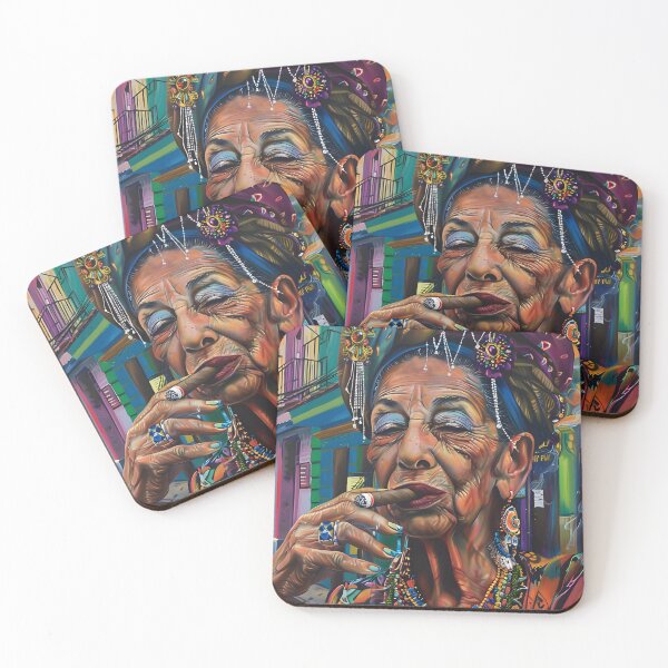 Item preview, Havana Vibes- Elderly Woman Embracing Cuban Culture with a Cigar in Colorful Street Scene designed and sold by OlfactoART Studio.