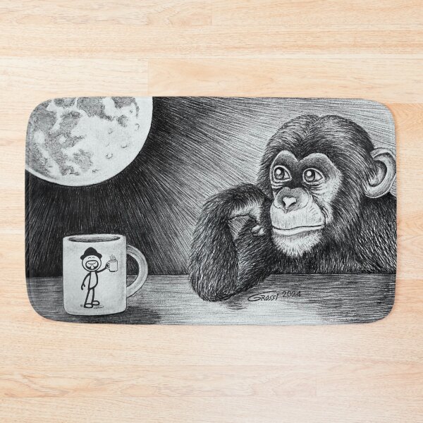Item preview, Chimpancé contemplativo con café (figura de palo GG) designed and sold by GDGCreations.