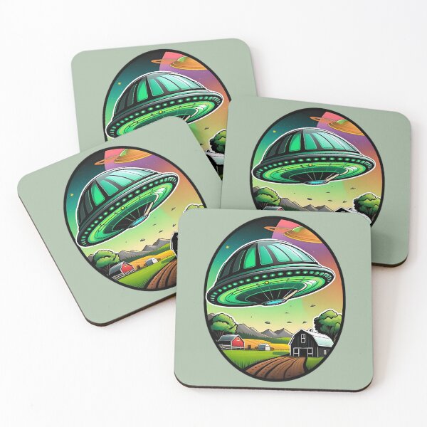 Item preview, Green UFO Above A Farm designed and sold by TheArtOfPat.