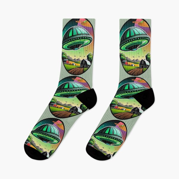 Item preview, Green UFO Above A Farm designed and sold by TheArtOfPat.
