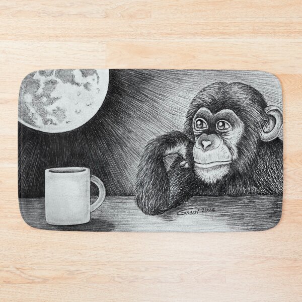 Item preview, Chimpancé contemplativo con café designed and sold by GDGCreations.