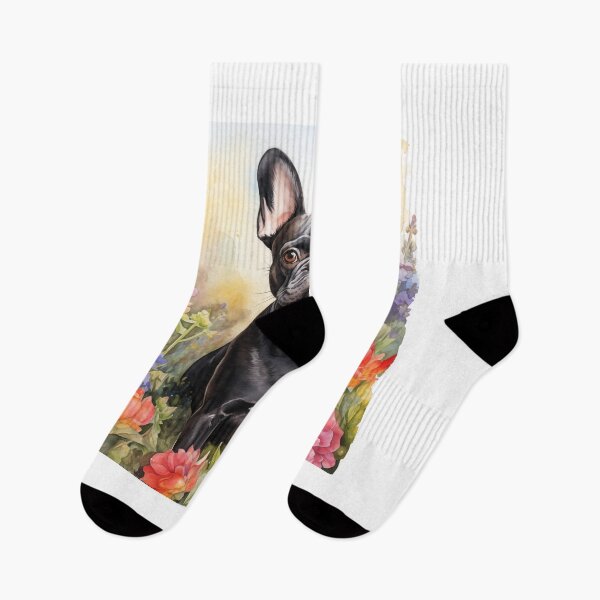 Item preview, Black French Bulldog in a Flower Garden (watercolor) designed and sold by Samuelsboro.