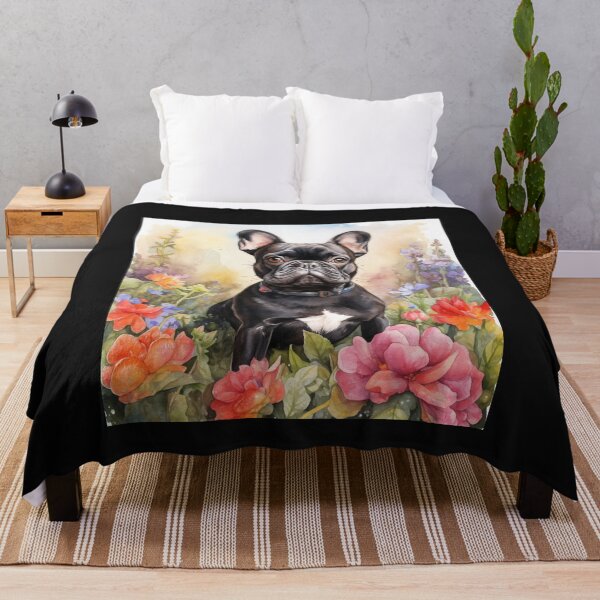 Item preview, Black French Bulldog in a Flower Garden (watercolor) designed and sold by Samuelsboro.