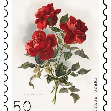 Artwork thumbnail, Red Roses (1861-1897) Stamp by RabbitK