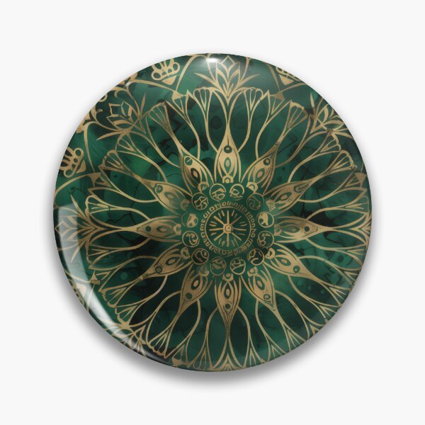 Item preview, Green and gold marbled mandala art designed and sold by PrettyPinkSkies.