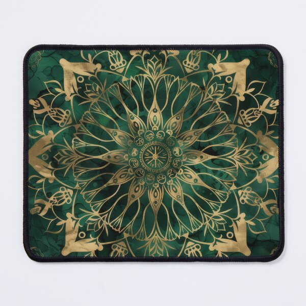 Item preview, Green and gold marbled mandala art designed and sold by PrettyPinkSkies.